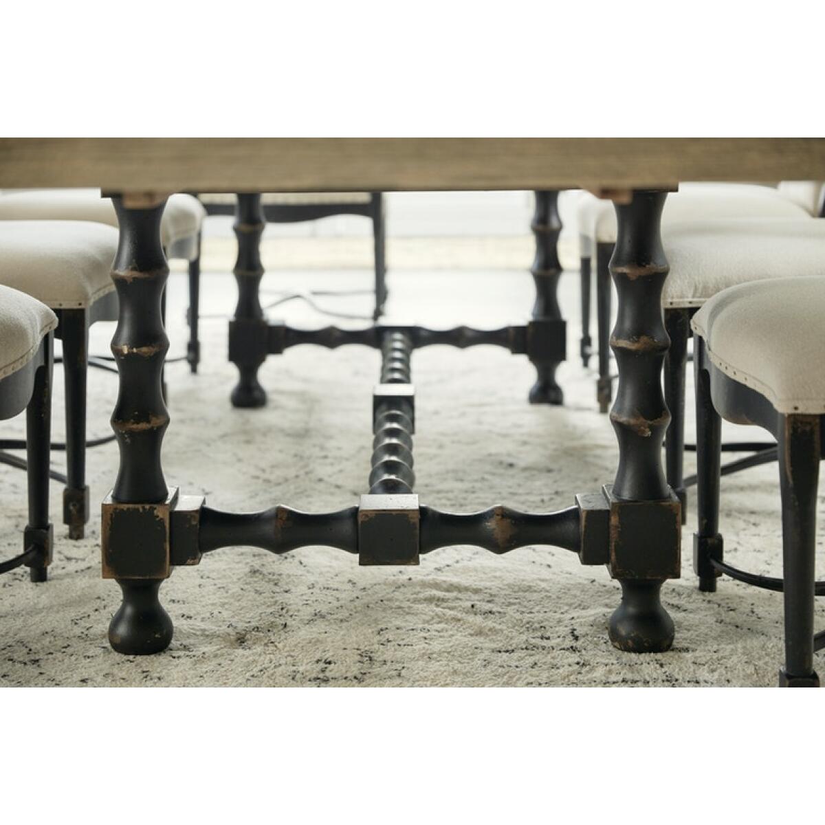 Ciao Bella 84in Trestle Table with 2-18in Leaves in White/Black - Image 6