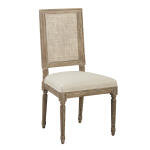 Linen & Oak Caned Back Side Chair