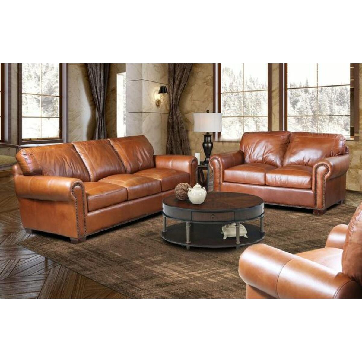 4955 Saddle Glove All Leather Sofa - Image 2