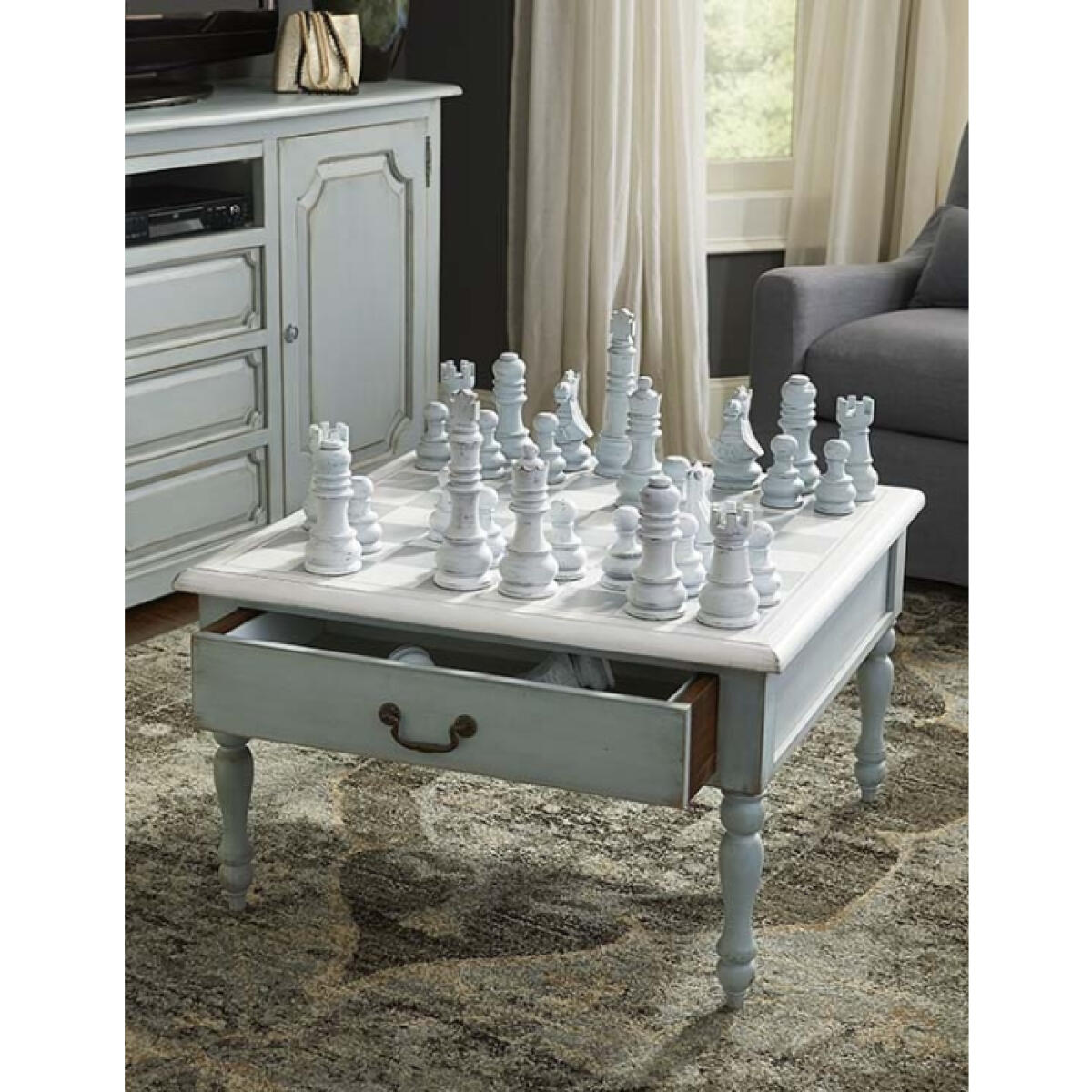 Logan Table 2 Drawer w/ Chess Set - Image 8