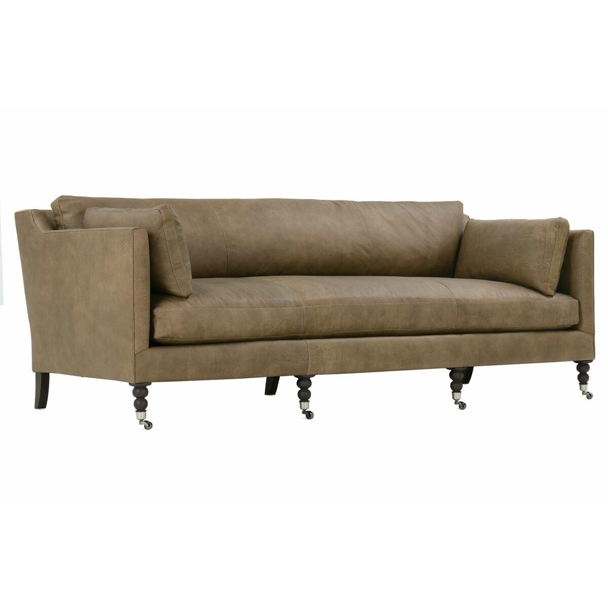 Madeline 90" Express Mushroom Leather Sofa - Image 2