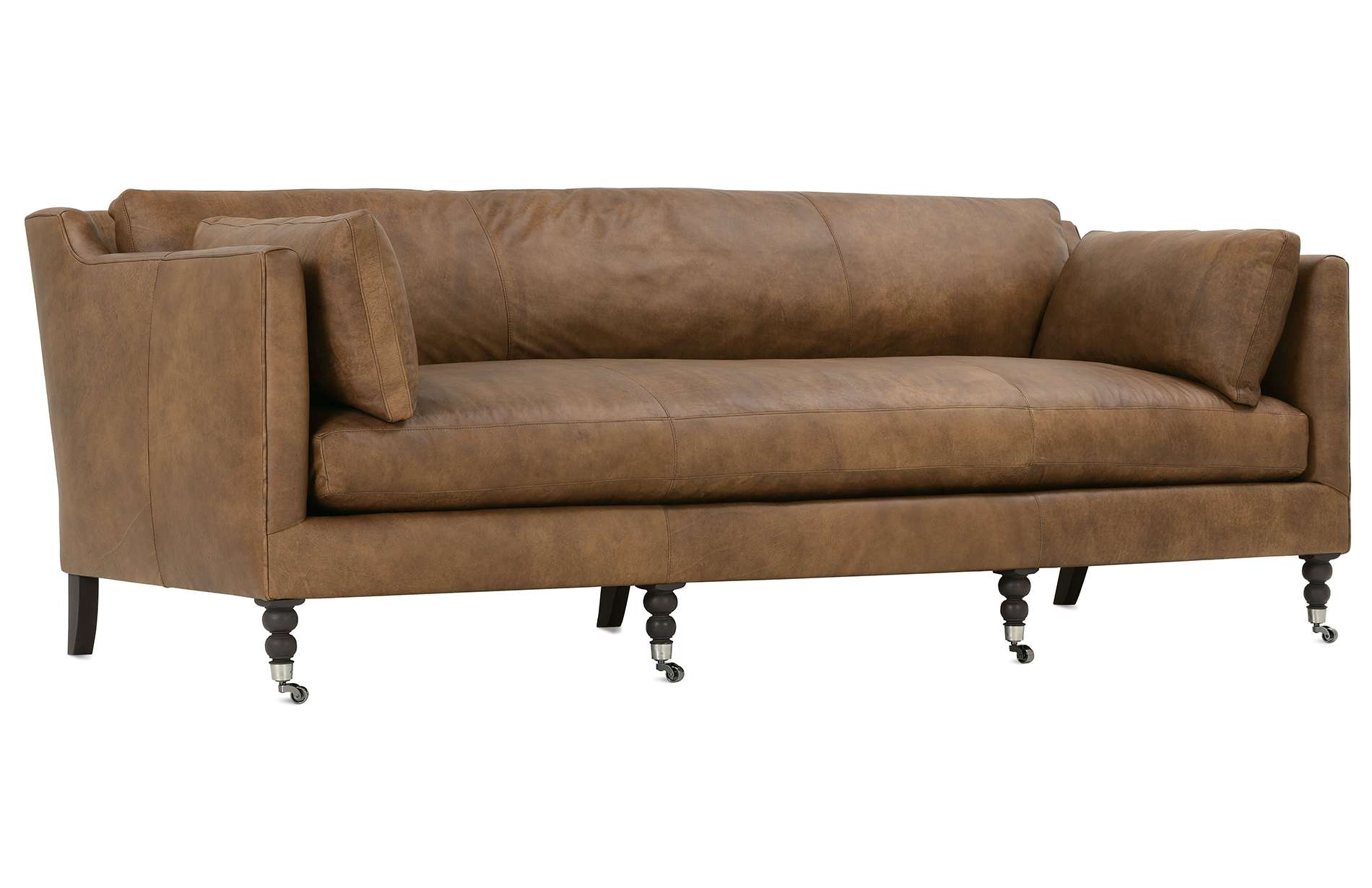 Madeline 90″ Express Cocoa Leather Sofa Madeline 90" Express Cocoa Leather Sofa - Image 1