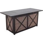 Portside Square Firepit – Slat Top with 18 lbs of Amber Fire Glass Sling Base
