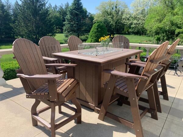 Rectangular Fire Table 72″ Dining Height Outdoor Tables Customizable