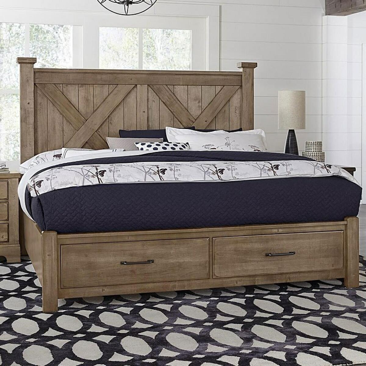 Cool Rustic - Stone Grey Queen Storage X Bed - Image 2