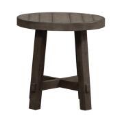 Modern Farmhouse Splay Leg Round End Table in Brown - Image 3