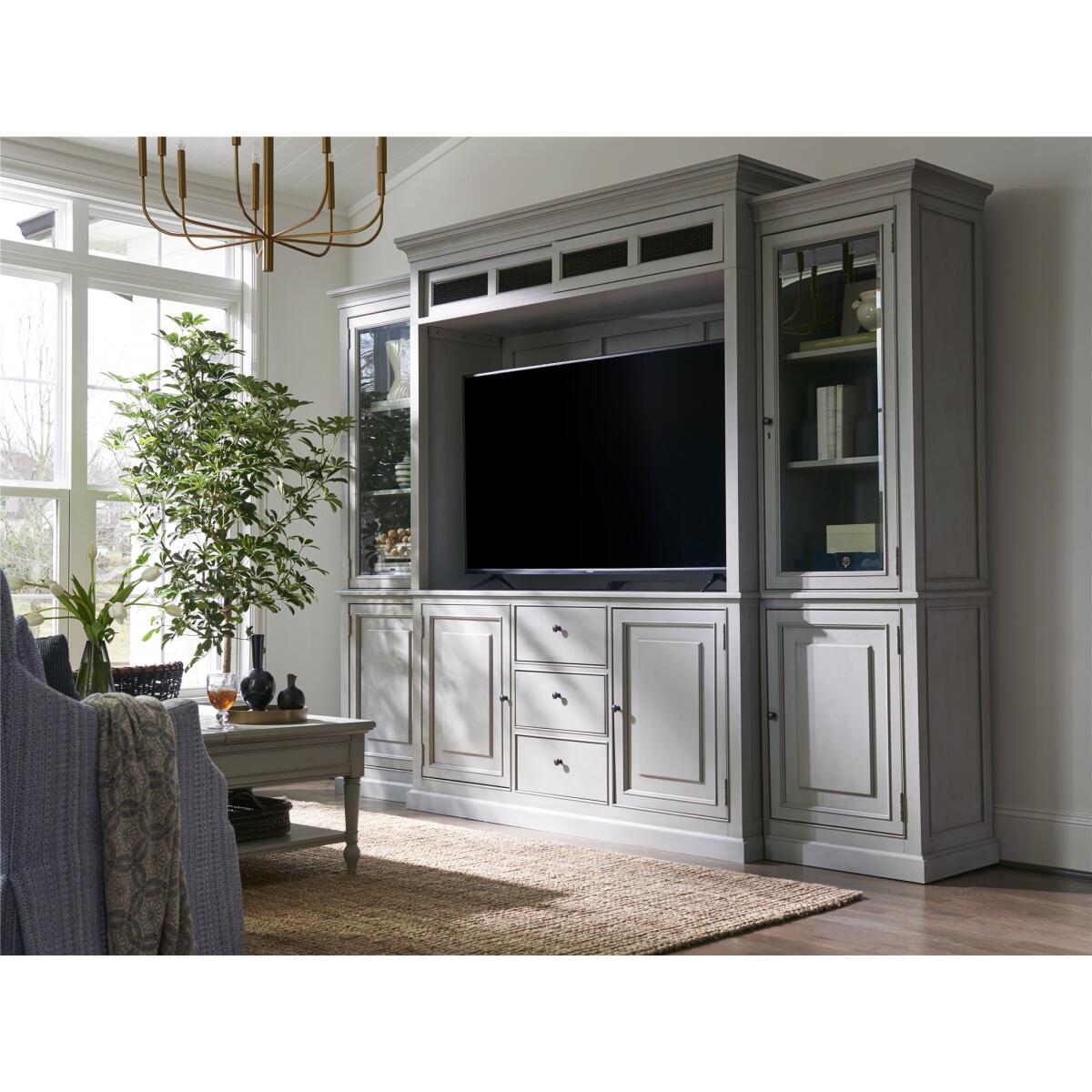 Summer Hill - French Gray Entertainment Console With Hutch - Image 3