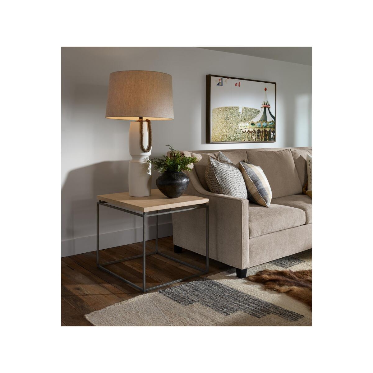 Modern Farmhouse End Table Rustic Natural Oak - Image 4