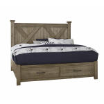 Cool Rustic - Stone Grey Queen Storage X Bed