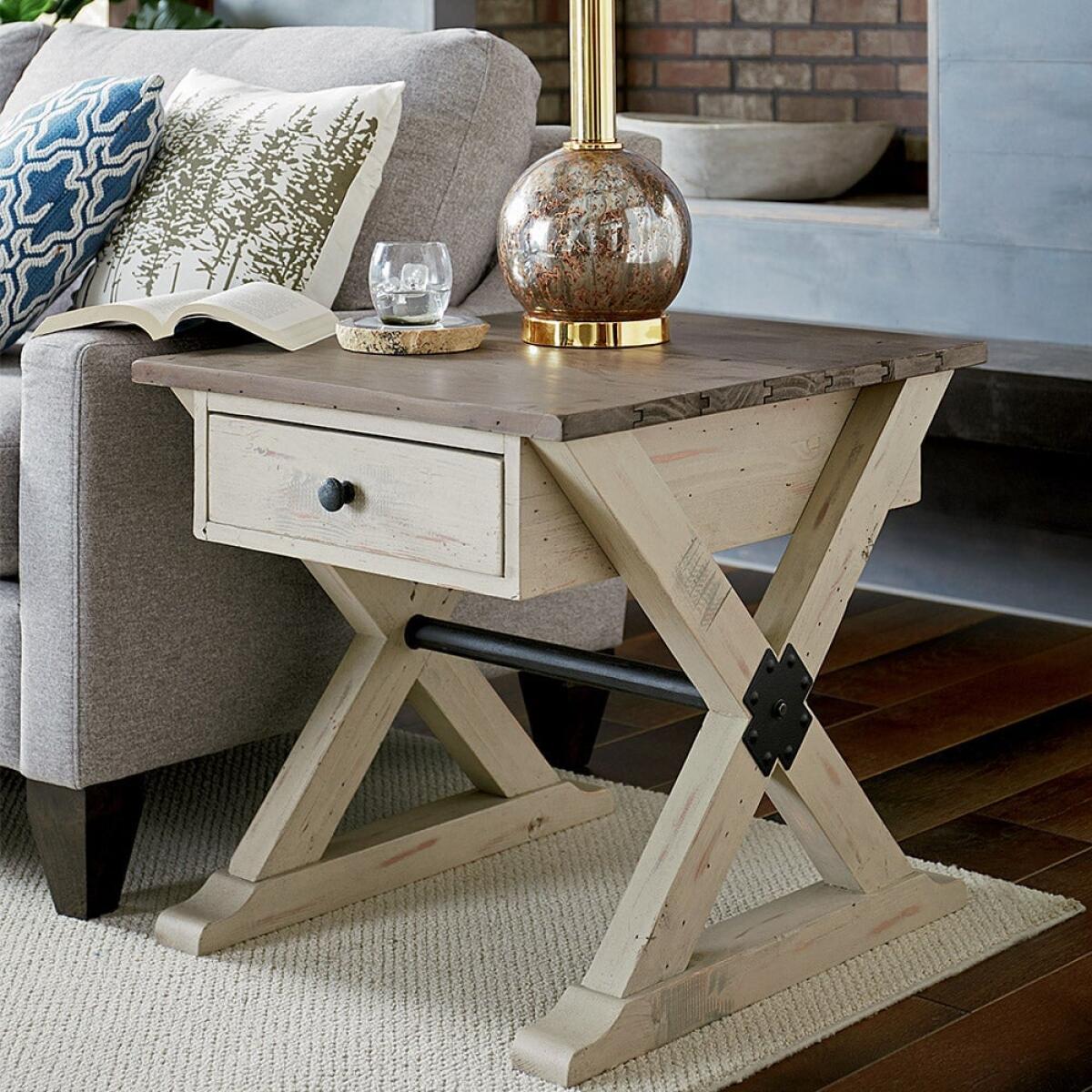 Reclamation Place Trestle Drawer End Table - Image 2