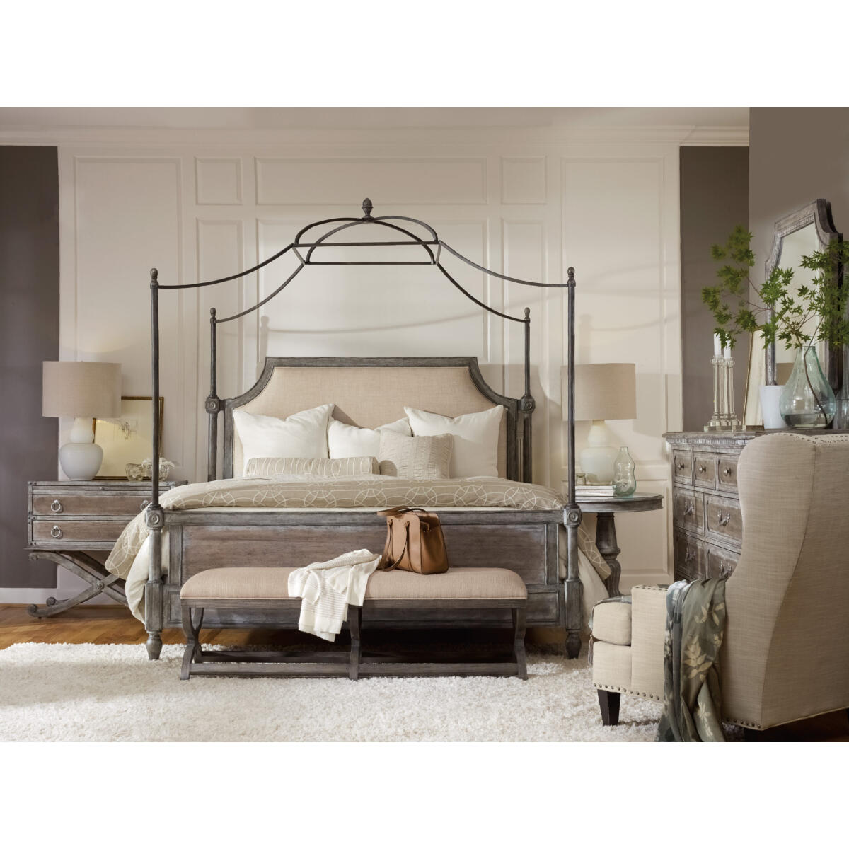 TruVintage King Fabric Upholstered Poster Bed - Image 2