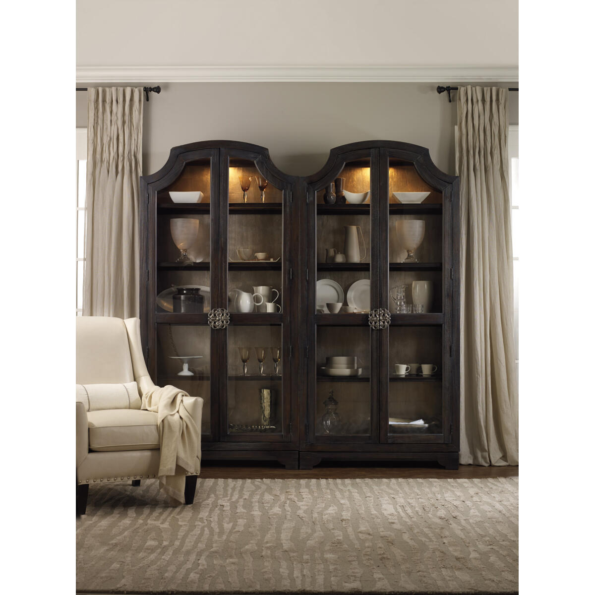 Sanctuary Sanctuary Glass Bunching Curio-Ebony Antiqued Oak - Image 2