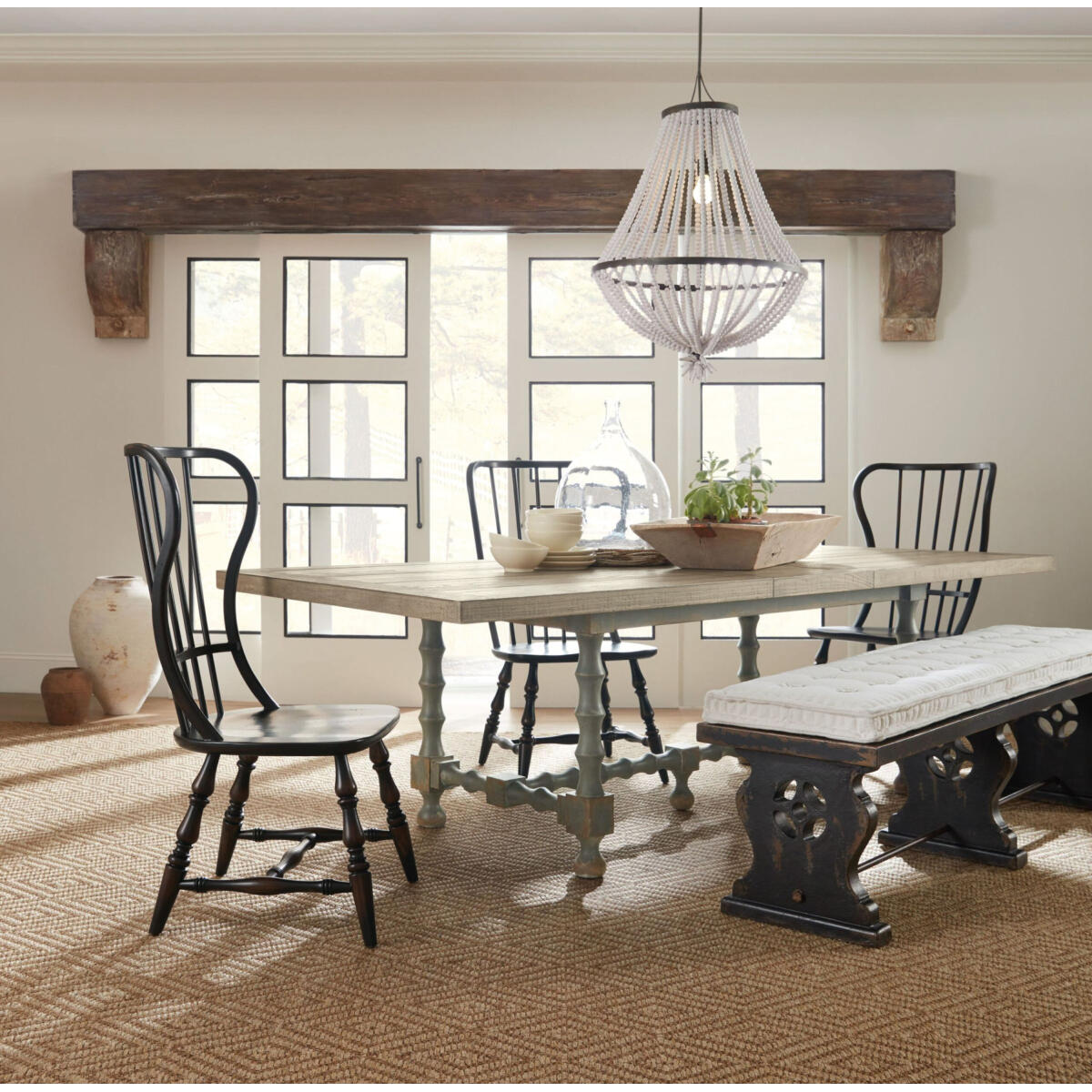 CiaoBella Ciao Bella 84in Trestle Table w/ 2-18in Leaves-Natural/Gray - Image 2