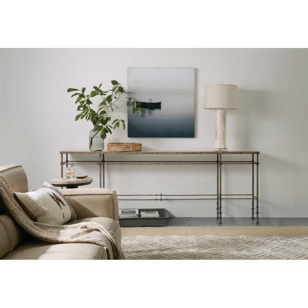 LaGrange La Grange St James Metal and Stone Console - Image 2