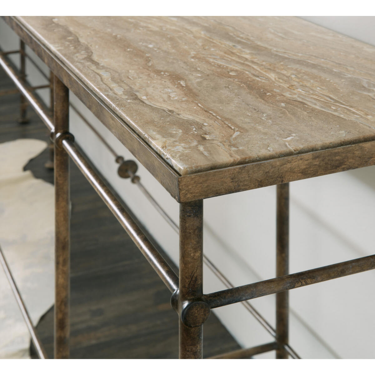 LaGrange La Grange St James Metal and Stone Console - Image 4