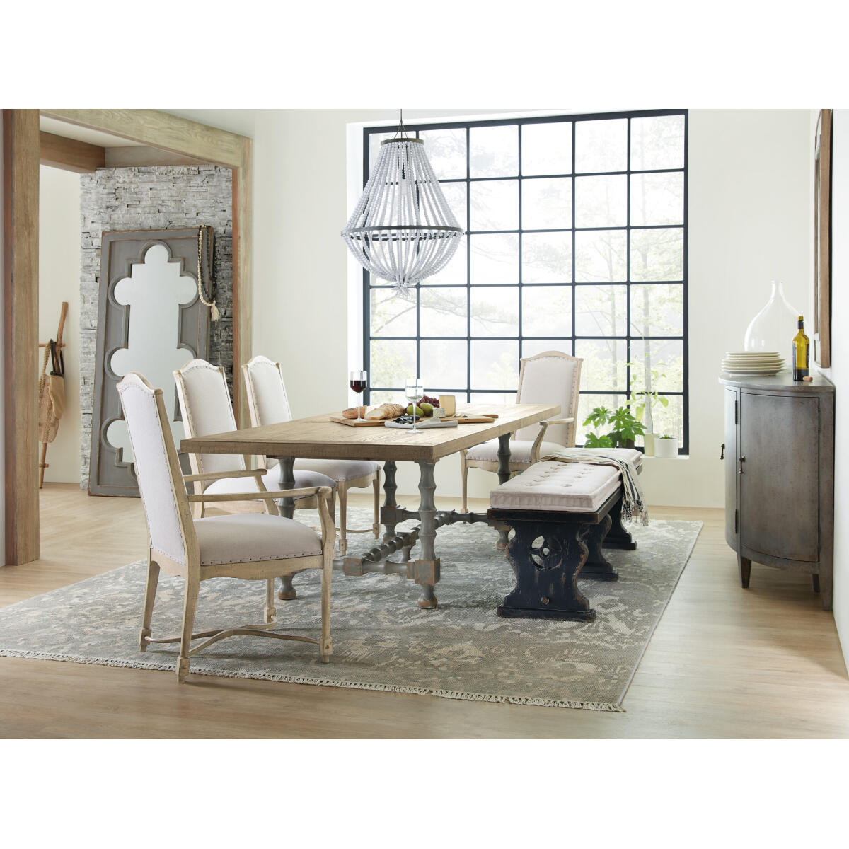 CiaoBella Ciao Bella 84in Trestle Table w/ 2-18in Leaves-Natural/Gray - Image 4